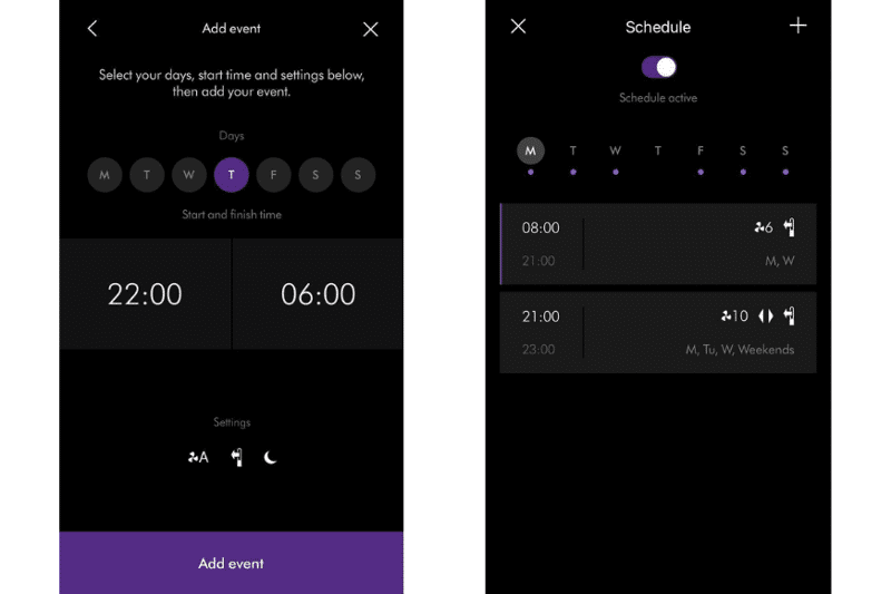 Die Übersicht zu den unterschiedlichen Plänen von Timern für die gesamte Woche. Auch mehrere Pläne sind an einem Tag möglich.